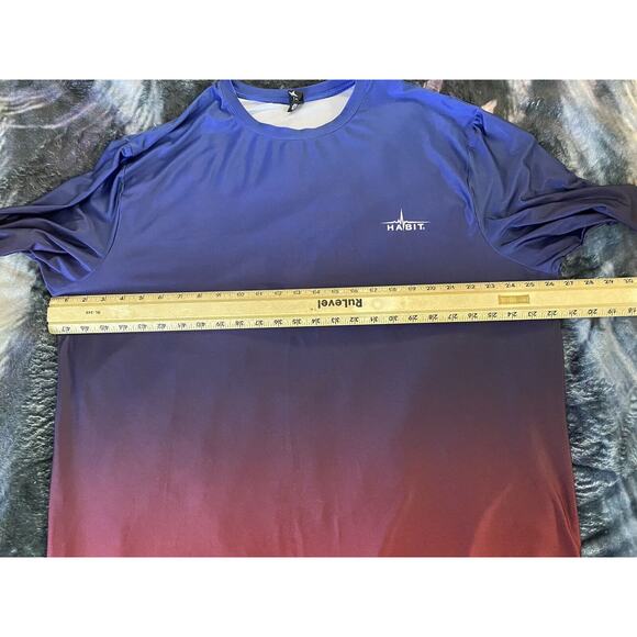 Mens Sz 2XL Habit LS Solar Factor Blue Ombre Flag Graphic Kayak, Outside, Fish - Picture 7 of 8